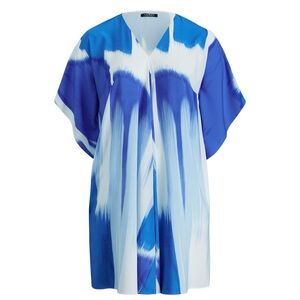 Lauren by Ralph Lauren Blue & White Crepe Dress XS